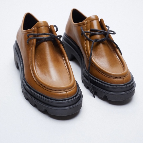 Zara Chunky Leather Lace up Oxfords - Picture 4 of 5